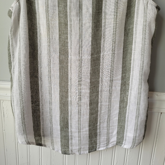 Linen/Lyocell Blend Sleeveless Striped Button Front Collar Henley Top Sz Small - Picture 8 of 10